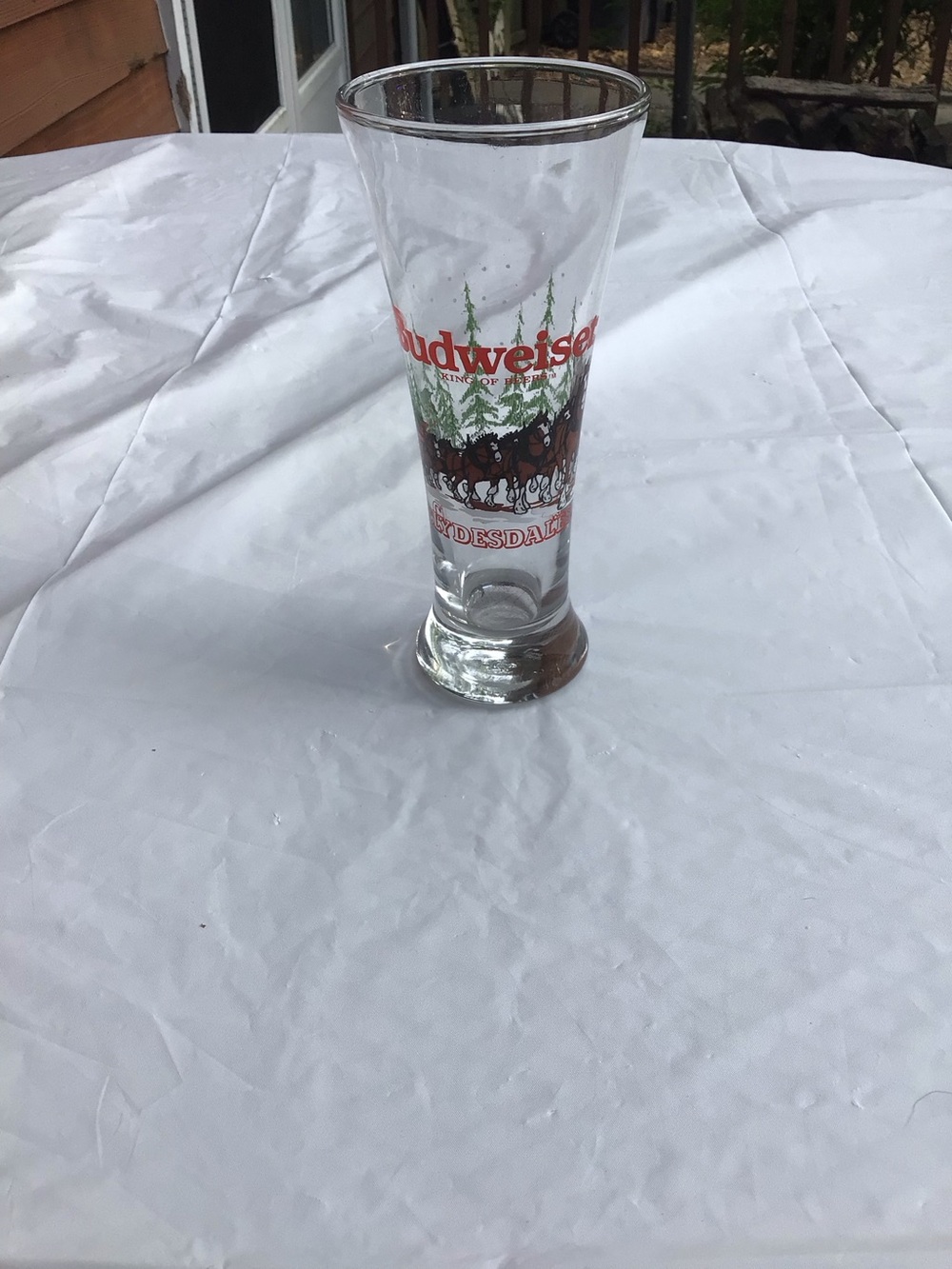 19878 Budweiser Pilsner Christmas Glass with Clydesdales